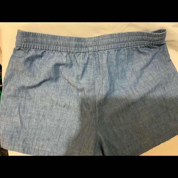 J Crew Womens Blue Elastic Drawstring Waist Side Split Denim Casual Shorts M - Picture 3 of 3
